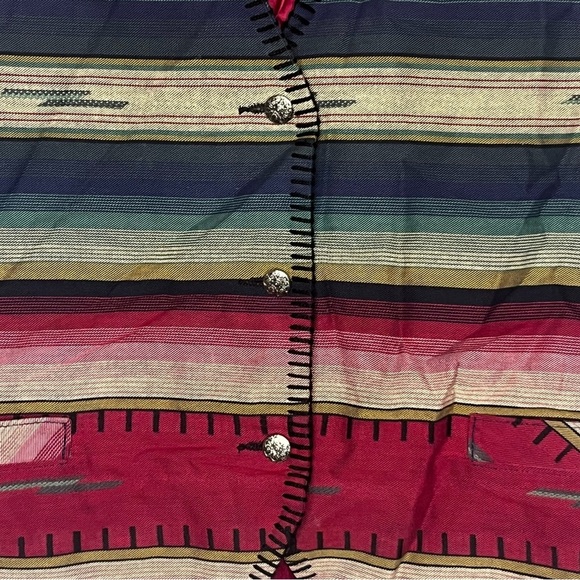 Eddie Bauer Vintage Southwestern Aztec Vest Denim Blue XL Made In USA  Navajo - Picture 4 of 8